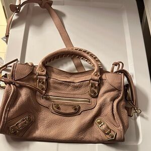 Balenciaga Pink Satchel with Gold Accents
